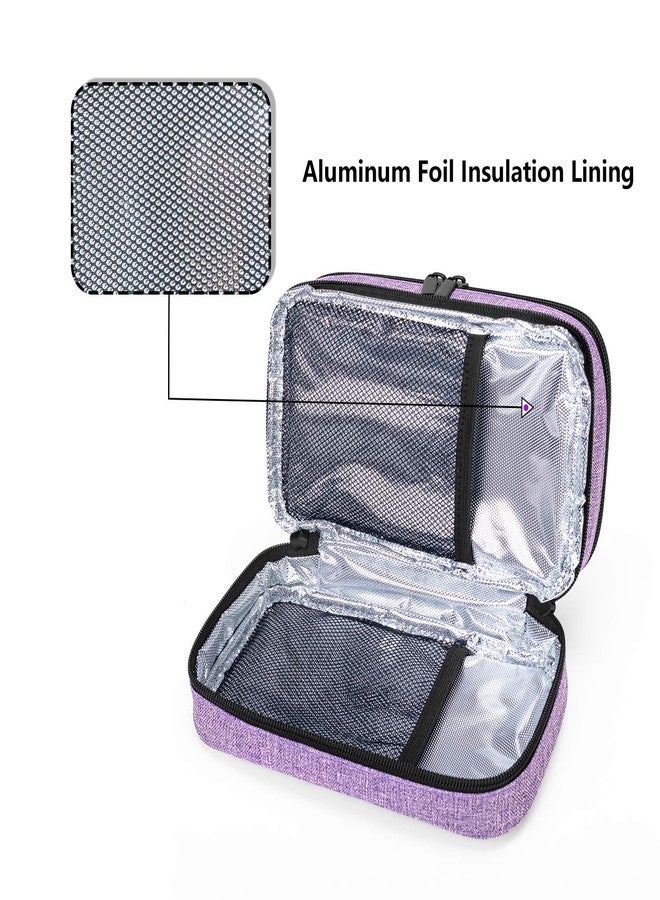 Yarwo Insulin Cooler Travel Case with 4 Ice Packs, Double Layer Diabetic Supplies Organizer for Insulin Pens, Blood Glucose Monitors or Other Diabetes Care Accessories, Purple - Image 4